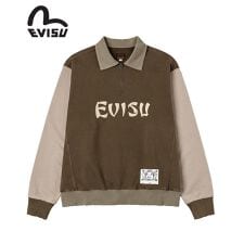 【EVISU】BLOCKING HEAVY WASHED HALF ZIP SWEATSHIRT