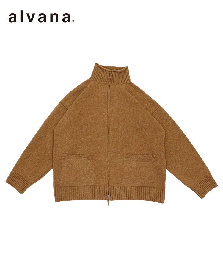 5G LAMS WOOL ZIP UP KNIT / キャメル [ALV-90151] | スタイライズ