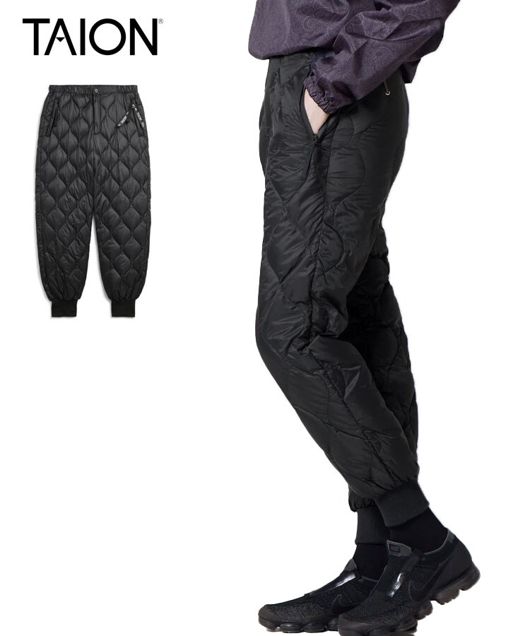 ミリタリー ダウンパンツ-ソフトシェル / ブラック [TAION-131LSML-1