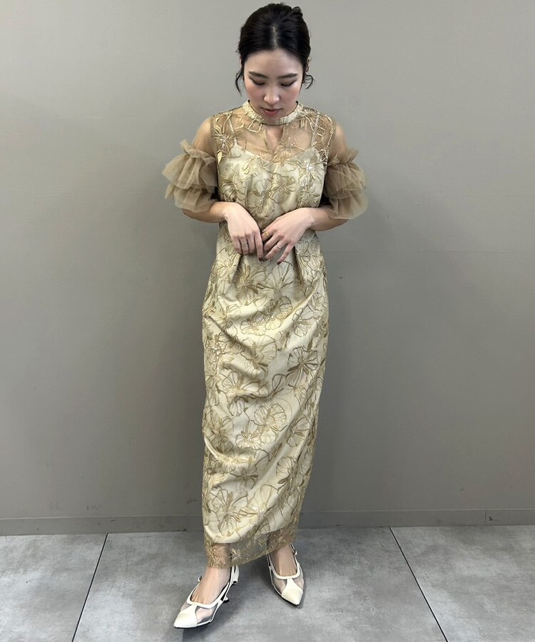 ANDRESD】key neck embroidery dress | アンドレスド(ANDRESD