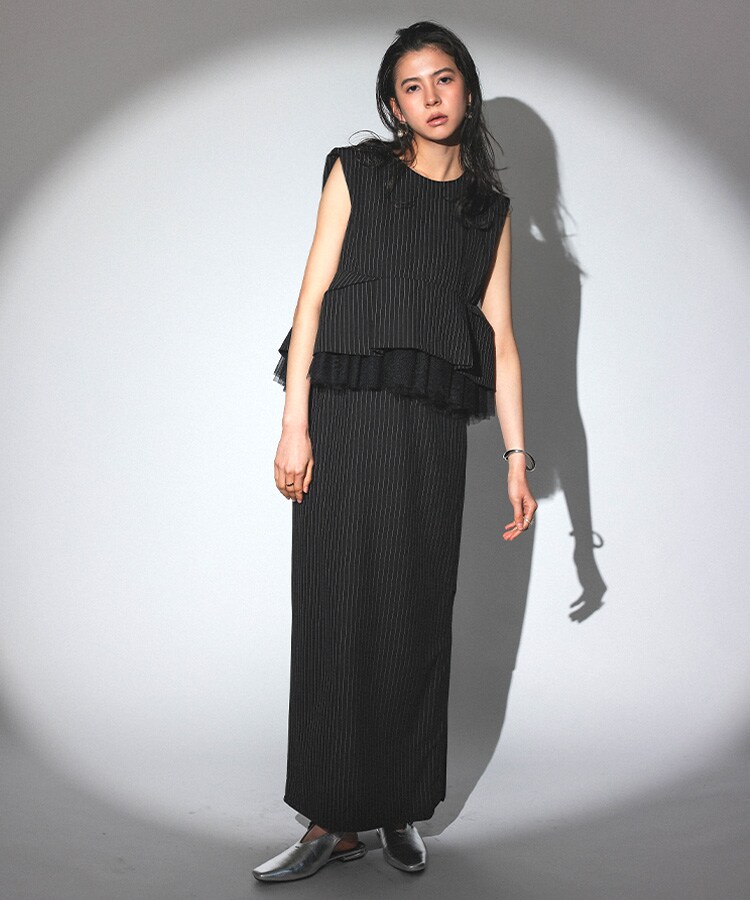 ANDRÉSD /アンドレスド フロッキードットワンピース ブラック　S flocky dot pants dress | ANDRESD