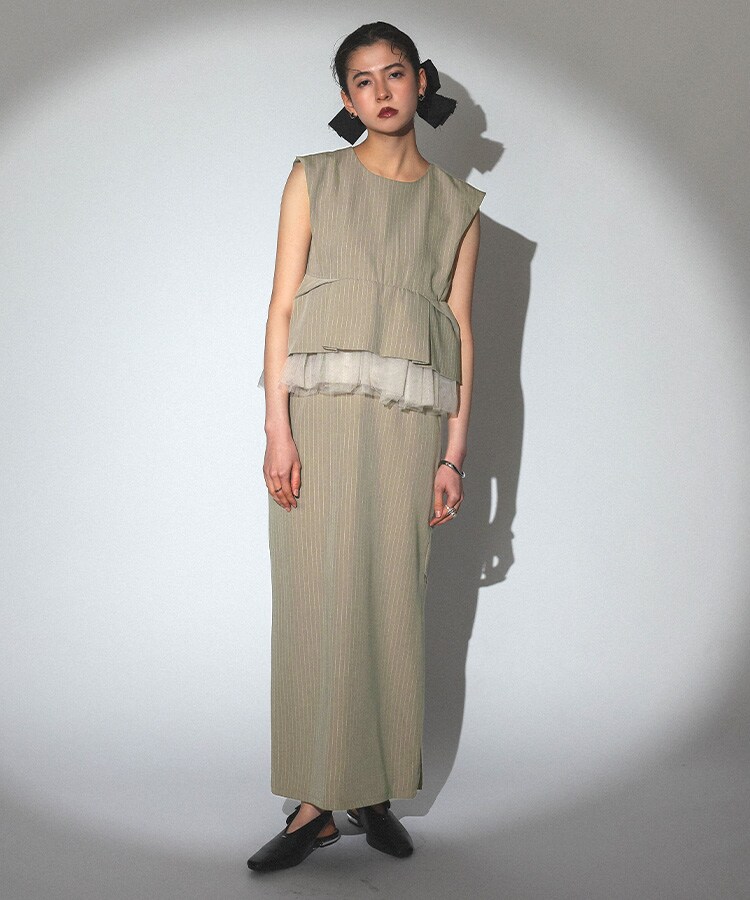 【美品】ANDRESD アンドレスド フロッキードットワンピース ベージュ M flocky dot pants dress | ANDRESD