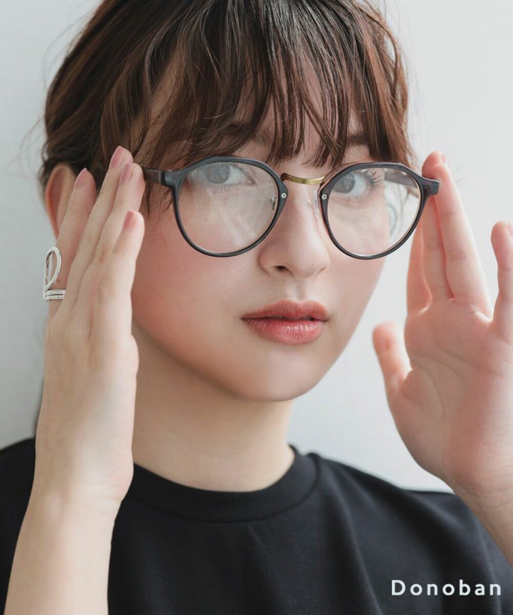 donoban 尾崎美紀さんコラボ ボストンセルフレームメガネ ブラウン
