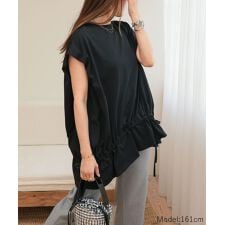 【Donoban】フリルへムリボントップス（汗染み防止）