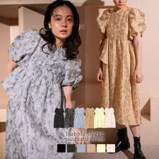 アンドレスド(ANDRESD)の【ANDRESD】bubble sleeve jacquard dress