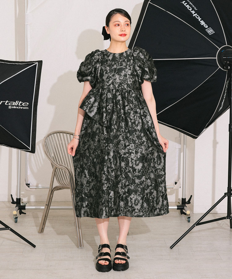アンドレスド　ANDRESD layered cape dress ERDEM Belted cape-effect tiered floral-print crinkled