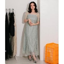 【ANDRESED】wave piping frare dress