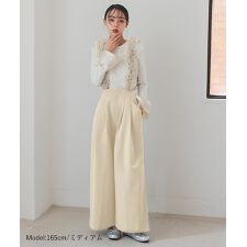 ドノバン(DONOBAN)の【Maki×Donobanコラボ】チュールフリルサスぺ付きハイウエストワイドパンツ