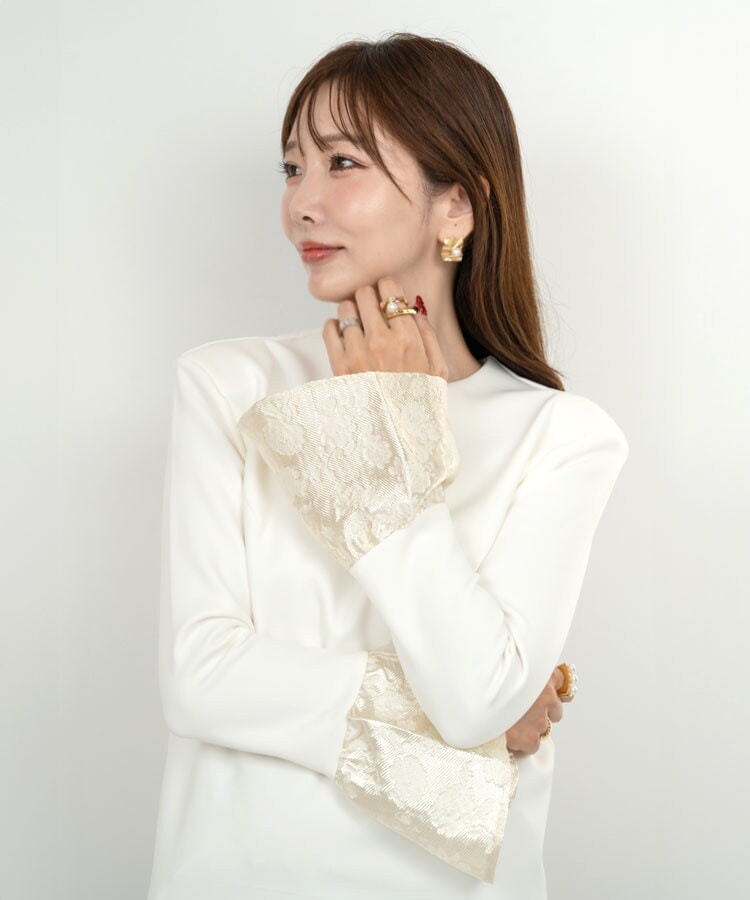 Maki×Donobanコラボ】ジャガード袖フレアトップス | ドノバン(DONOBAN