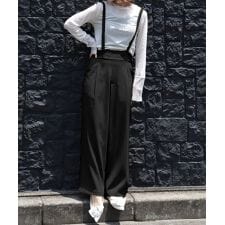 【pufe】サスペンダー付きタックパンツ