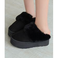【pufe】厚底ムートンスリッポン