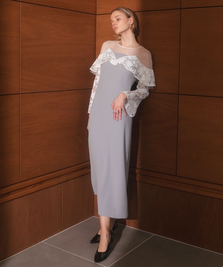 ANDRESD】draped bustier flocky dress | アンドレスド(ANDRESD