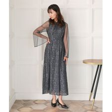 【ANDRESD】leaf embroidery back design dress