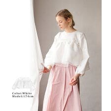 【pufe】シャイニーエアリーフリルトップス