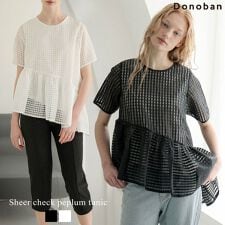 Donoban】シアーチェックペプラムチュニック | ドノバン(DONOBAN 