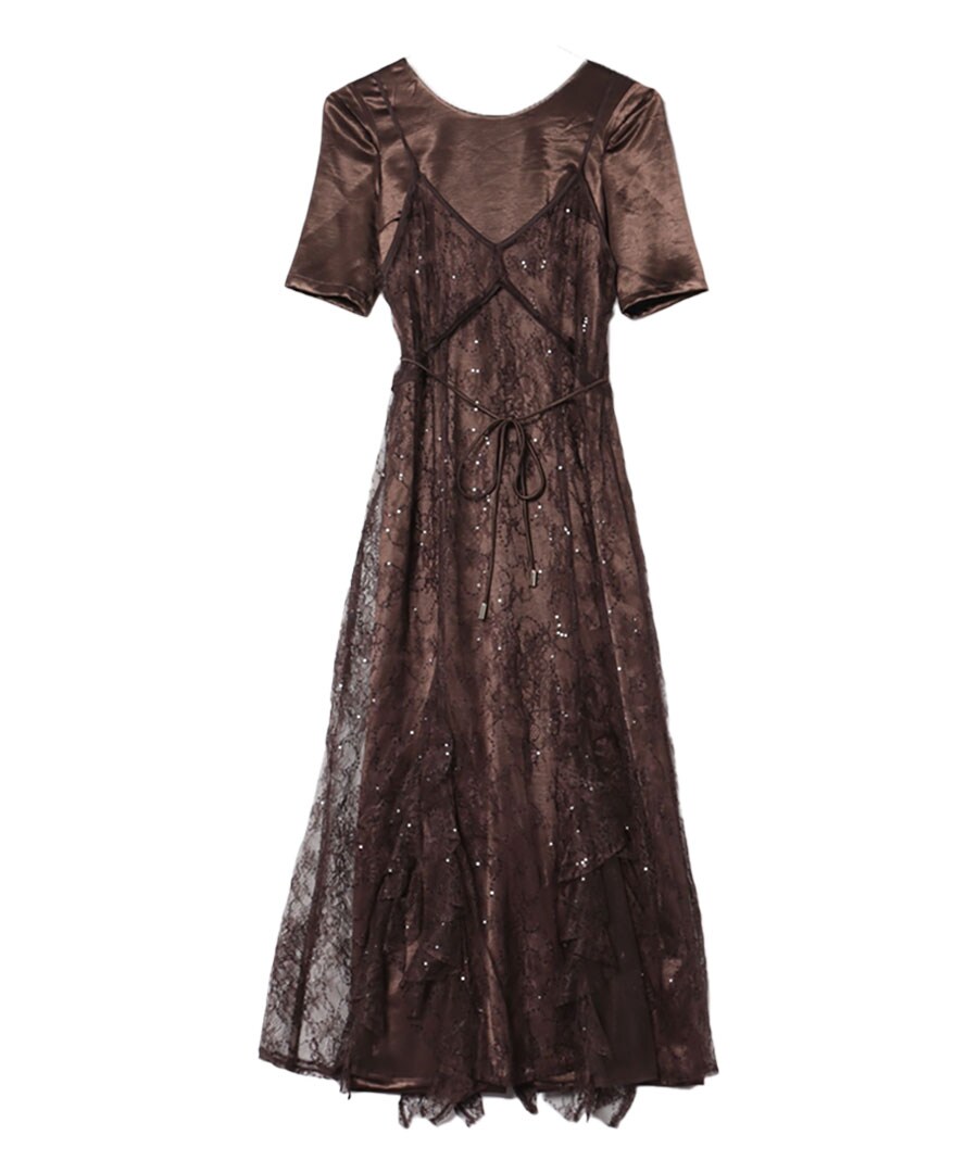 sparkle lace satin dress | アンドレスド(ANDRESD) | マルイウェブ