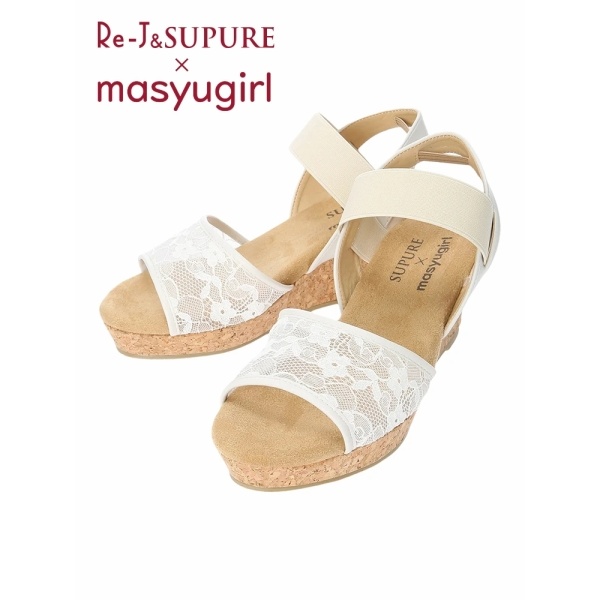 Re-J&SUPURE×masyugirlコラボ】レースゴムストラップウェッジソール