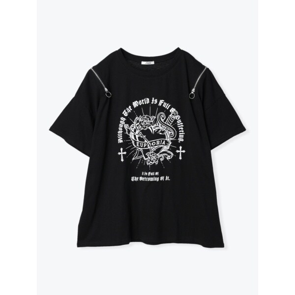 ショルダーZIPロゴBIGTシャツ