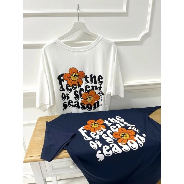 フラワーモチーフサガラ刺繍Tシャツ | リジェイ＆スプル(Re-J&SUPURE