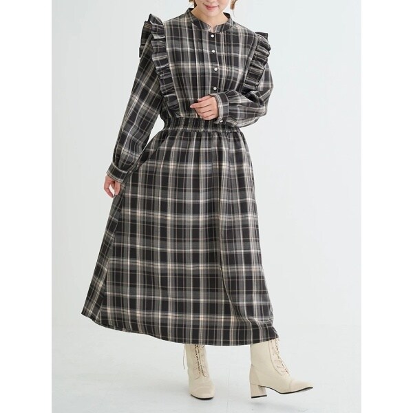 チェックピンタックフリルワンピース | リジェイ＆スプル(Re-J&SUPURE