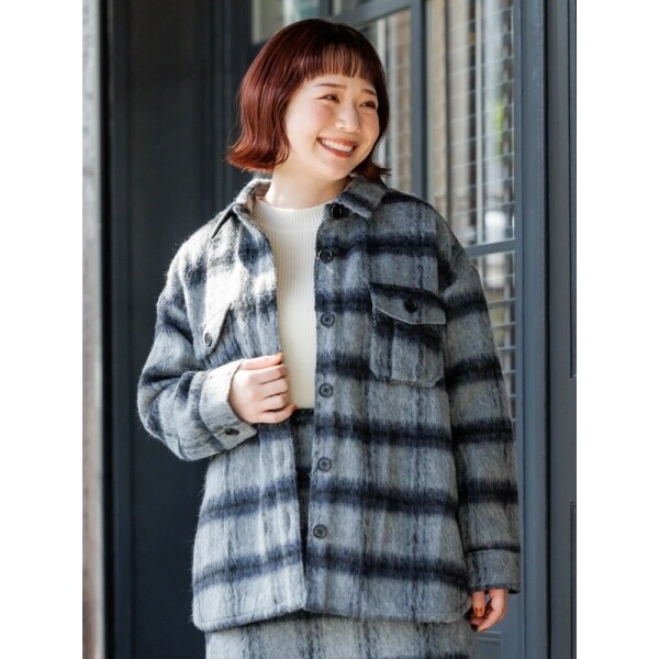 5340【美品】45R チェックシャツジャケット　インドメリノ縮絨 5340【美品】45R チェックシャツジャケット インドメリノ縮絨 - メルカリ