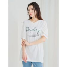カラーロゴ刺繍プリントTシャツ