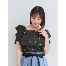 【WEB限定】フラワー刺繍フリルトップス