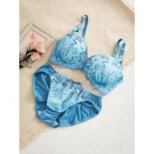 [D85-I95］【脇高】ロージーレースノンワイヤーブラ＆ショーツ(モールドカップ)