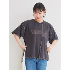 リメイク風ロゴプリントメローTシャツ