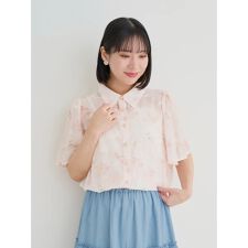 刺繍風プリント花柄ブラウス
