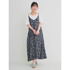 【接触冷感・UV】[SET]Tシャツ×キャミワンピース（無地・ドット柄・花柄）