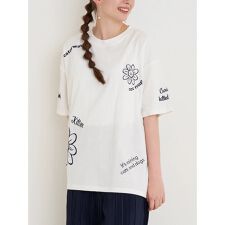 フラワー×ロゴ刺繍Tシャツ