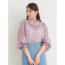 リボン刺繍シアーブラウス