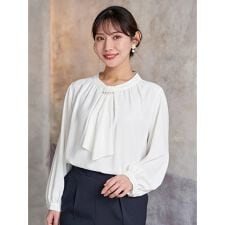 【マルチWAY】ラクケア パールアクセサリー付きボウタイブラウス