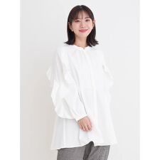 袖フリルチュニックブラウス