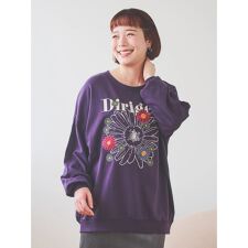 メニーフラワー刺繍裏毛トップス