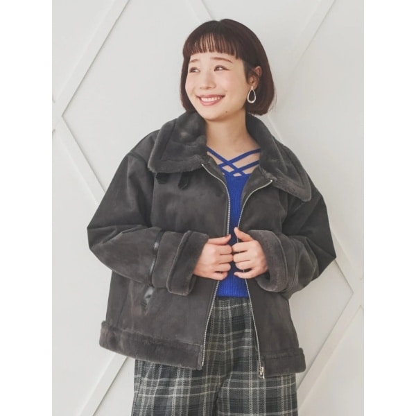 フェイクウールジップアップショートジャケット | リジェイ＆スプル(Re