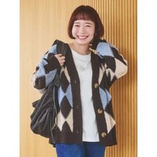 アーガイル柄ニットカーディガン