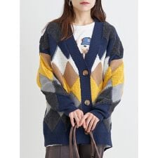 アーガイル柄ニットカーディガン