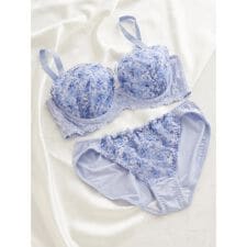 【脇高】[D85-I95］フラワープリントレースブラ＆ショーツ(モールドカップ)