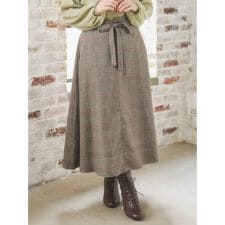 リジェイ＆スプル(Re-J&SUPURE)のウエストリボンフレアスカート（無地・チェック柄）