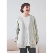 カラーロゴ刺繍カーディガン