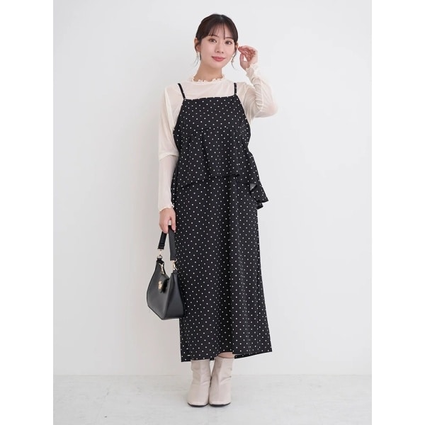 SET]ビスチェドッキングジャンスカ×シアートップス（無地・ドット柄