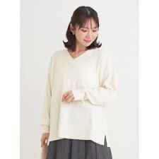 スフレタッチVネックニットトップス