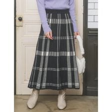 チェック柄ニットスカート