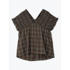 【WEB限定】チェック柄シャーリングブラウス