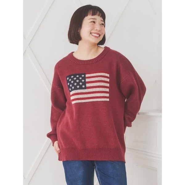 AMERI ジャガードニットプルオーバー アメリカ国旗ジャガードニットトップス | リジェイ＆スプル(Re