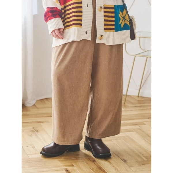古着 コーデュロイパンツ ブラウン ワイドパンツ タックパンツ スラックス 茶色 コーデュロイタックワイドパンツ | ファッション通販サイト NUGU