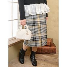 リジェイ＆スプル(Re-J&SUPURE)の【Komachiコラボ】ツイードチェックナロースカート