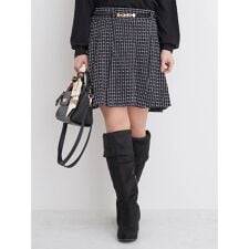 パールベルト付きボックスプリーツミニスカート